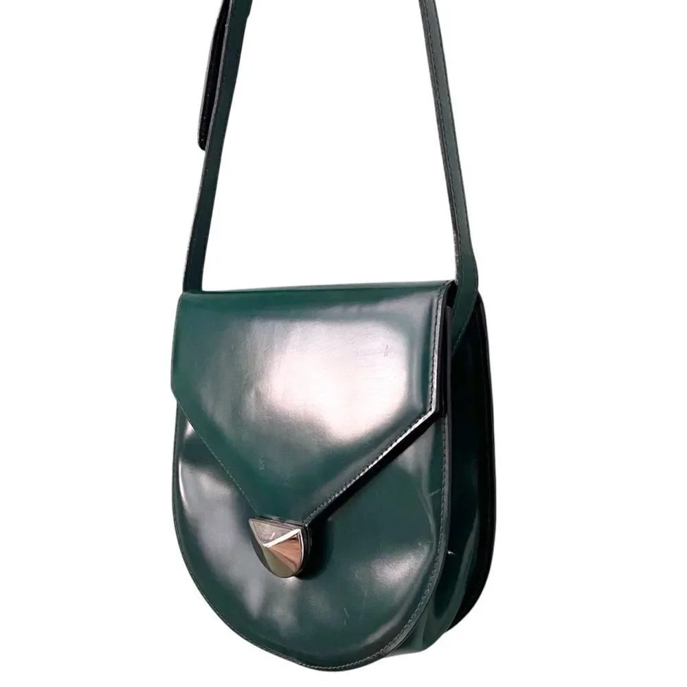Desmo Made in Italy Elegant Green Leather Shoulder Bag